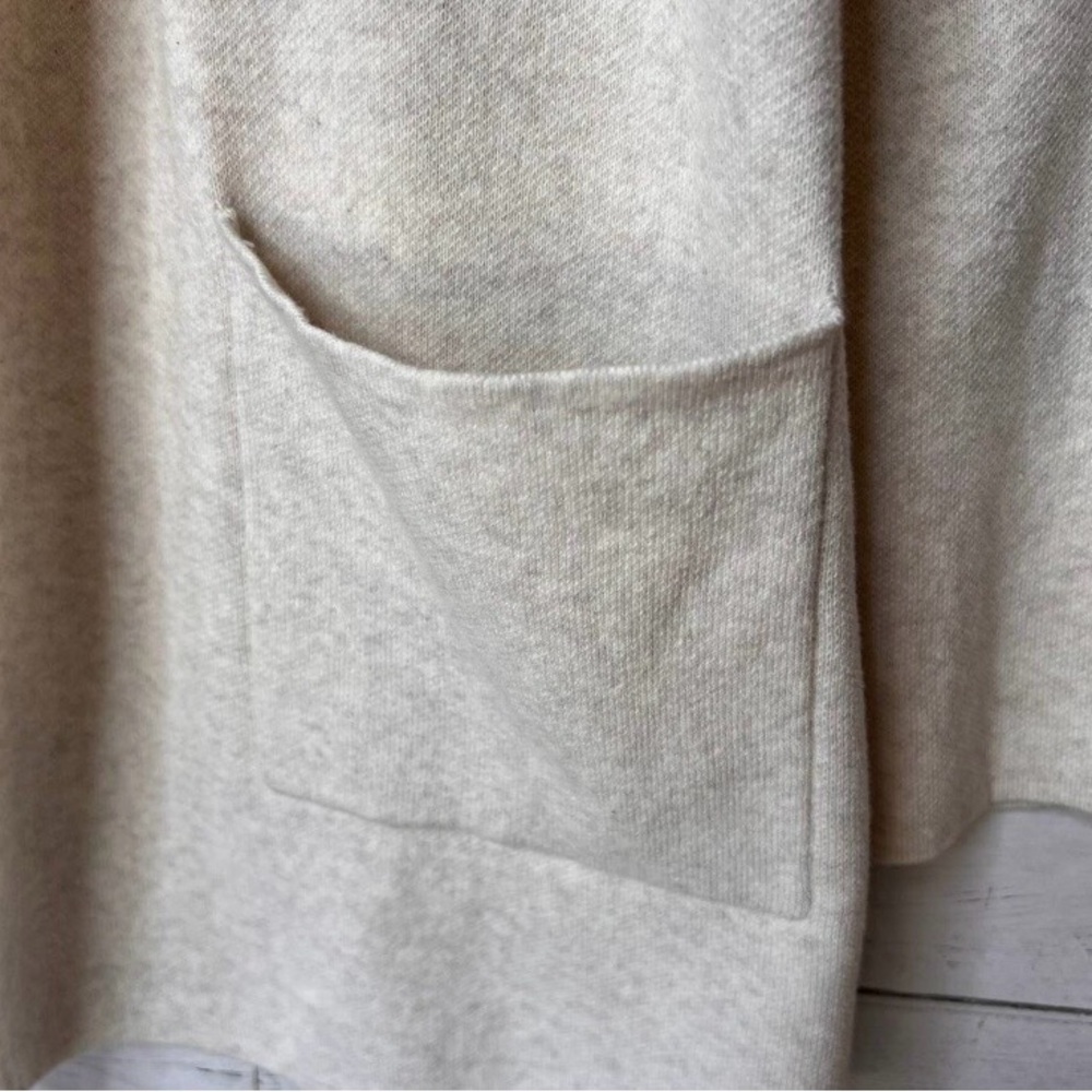 Loft Cardigan Womens Size Medium Oatmeal Open Knit Cotton Blend Pockets